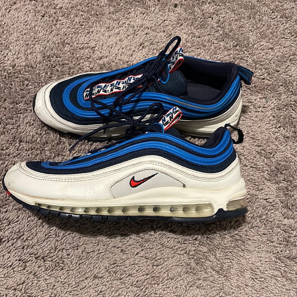 Nike Air Max 97 Men's White/Blue/Black with Red Swoosh